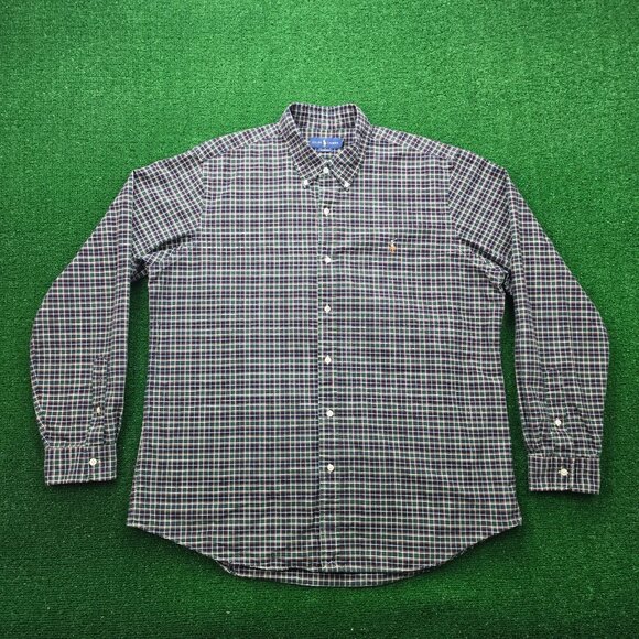 Ralph Lauren‎ Shirt Men 2XL Checkered Button Down Long Sleeve Classic Fit Preppy - Picture 1 of 8